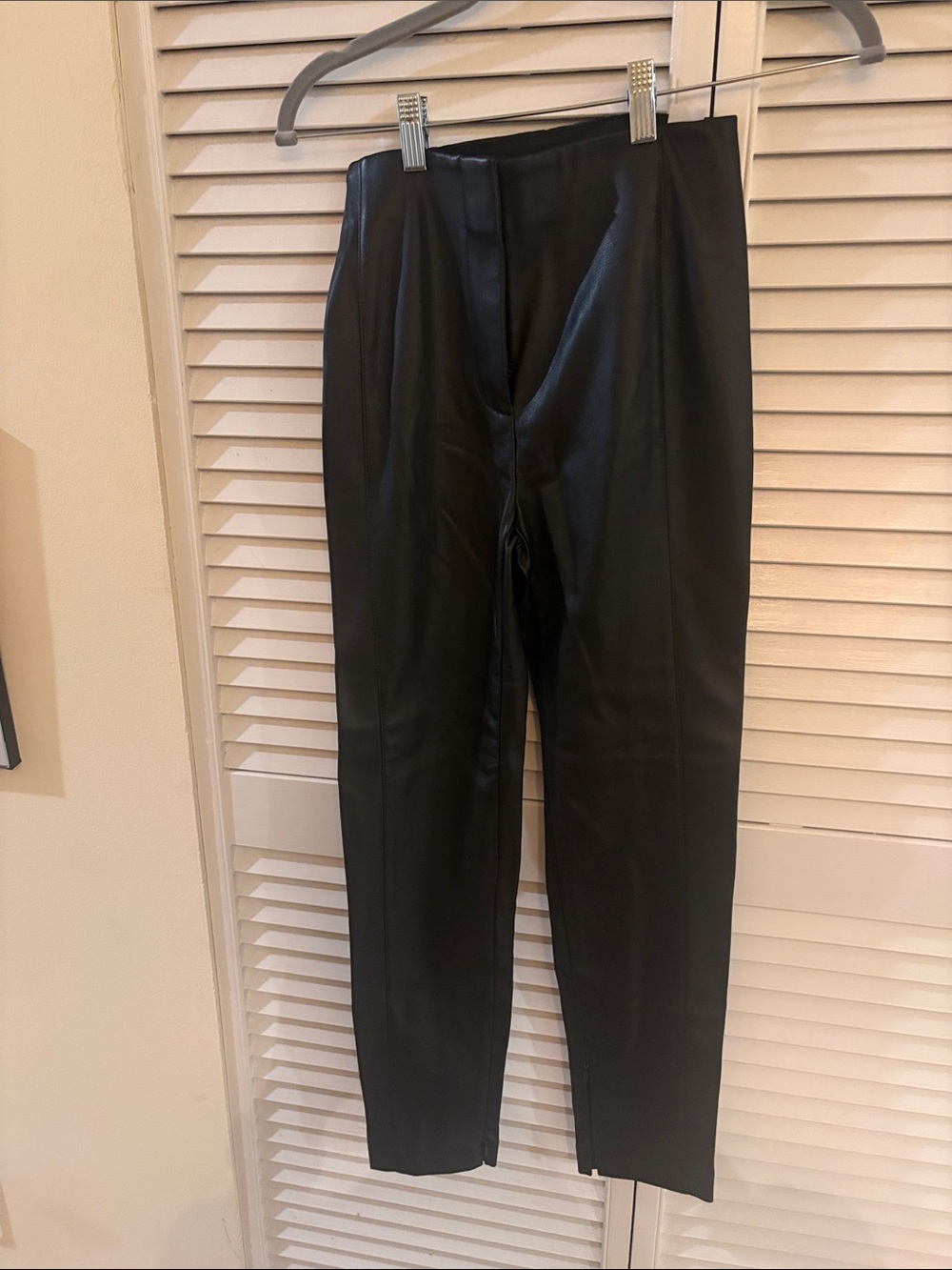 Ann Taylor Black Faux-Leather Straight Leg Pants